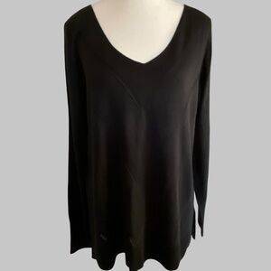 Banana Republic Womens V-Neck Black Knit Long Sleeve Office Casual Sweater-Sz-L